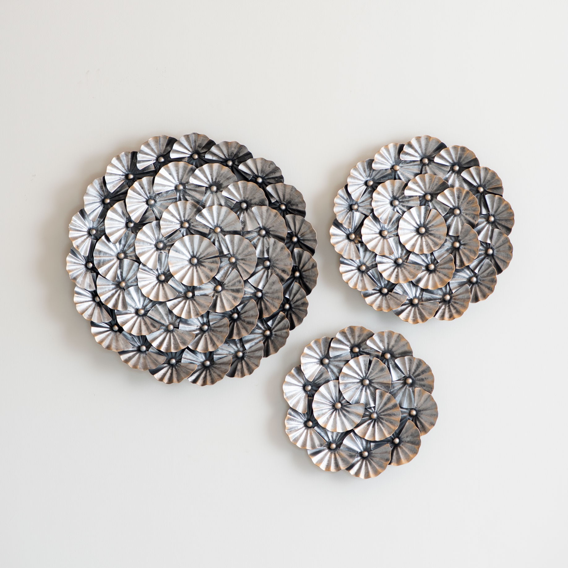 Floral Sun Silver Set of 3 Wall Decor The Decor Remedy