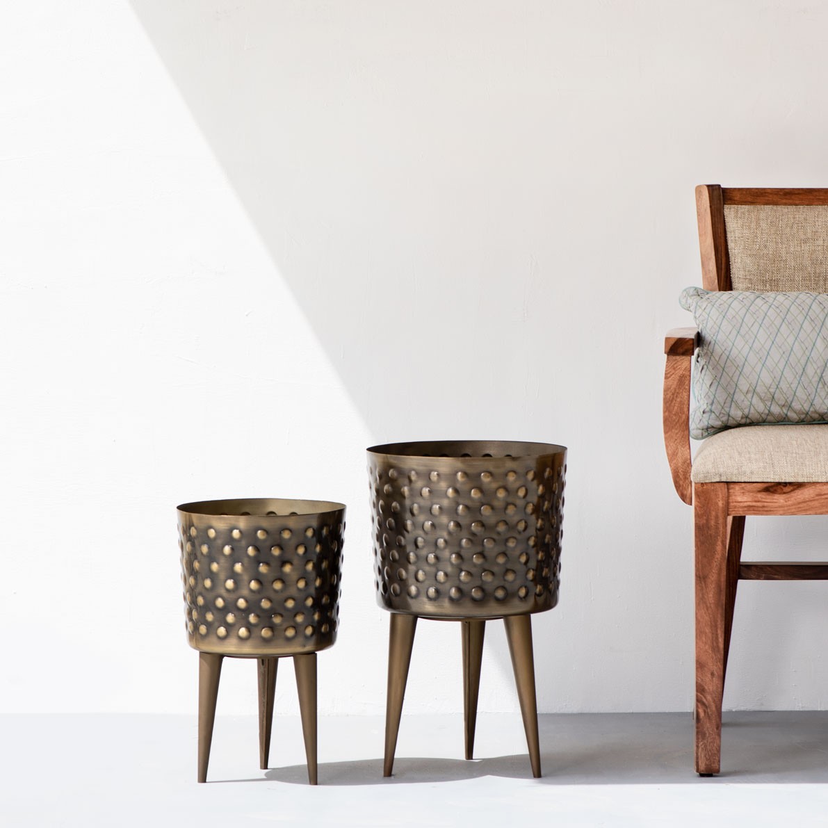 Polka Dot Hammered Planters Set of 2 The Decor Remedy