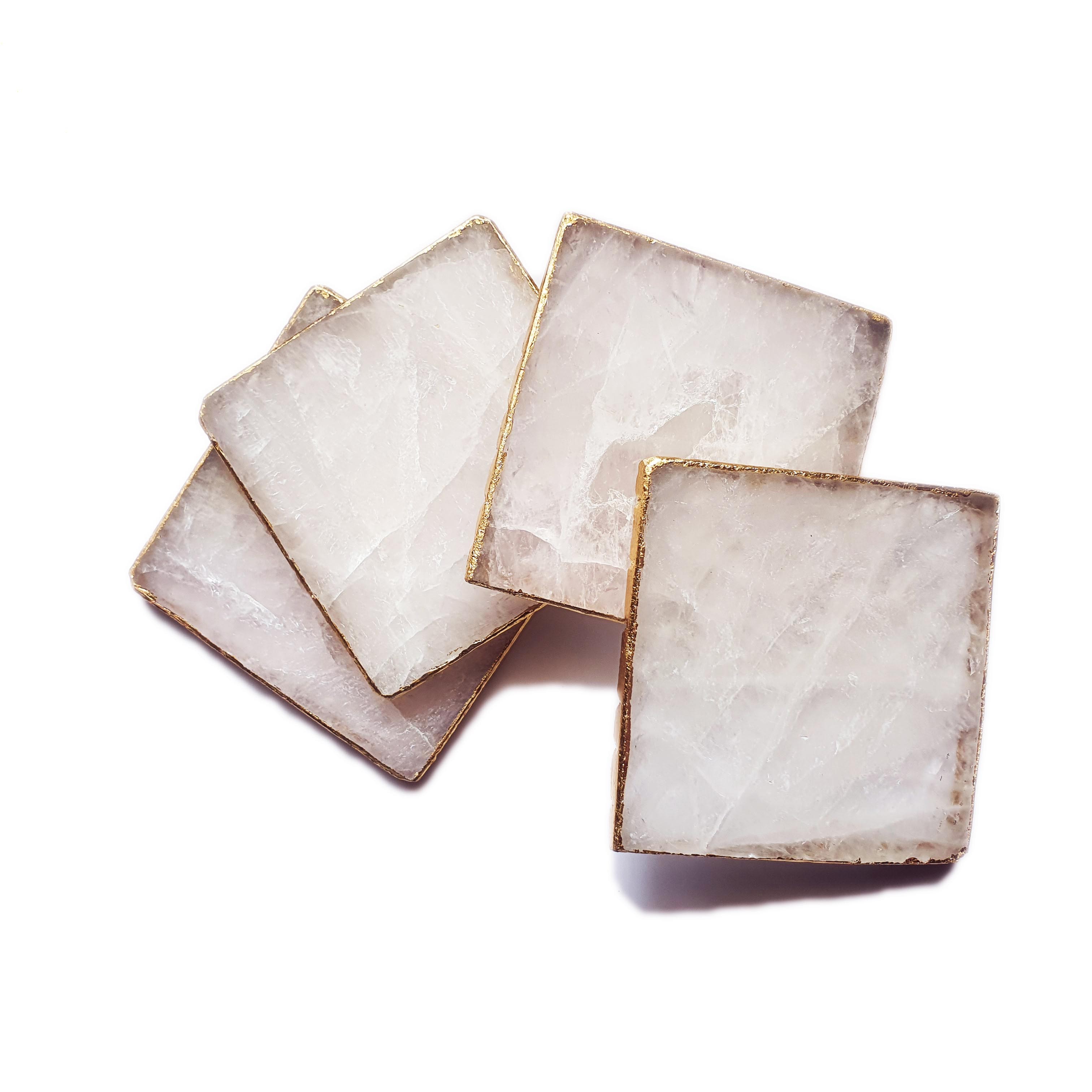 Coaster Square Rose Quartz (Set Of 2) Gemtherapy