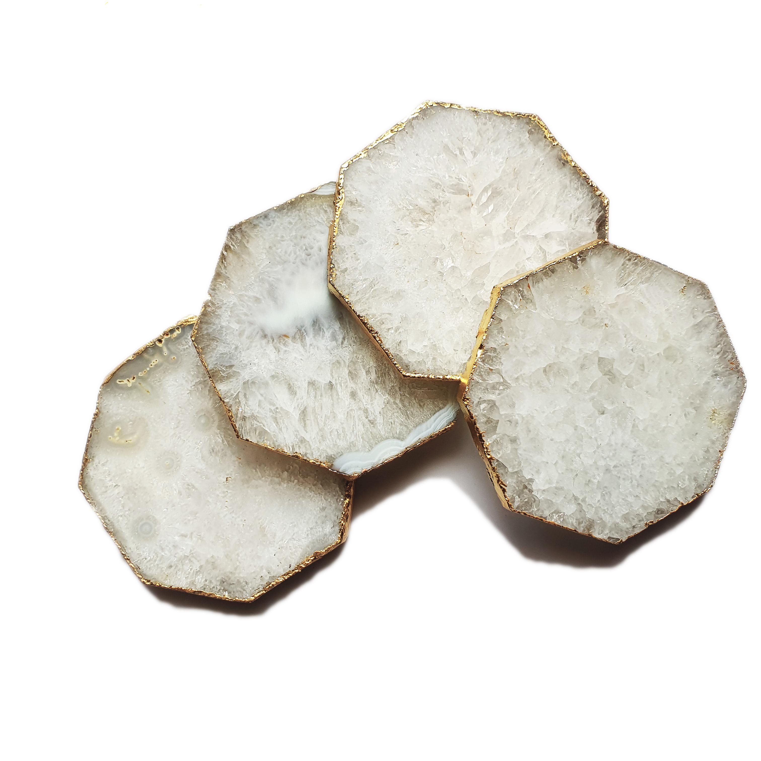 Hexagon Coasters White (Set Of 2) Gemtherapy