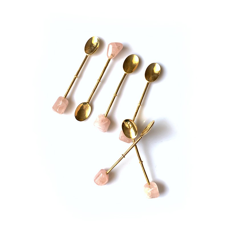 Dessert Spoons Rose Quartz (Set of 6) Gemtherapy