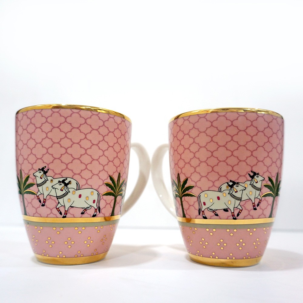 Pichwai Pink Coffee Mug(Set Of 2) Kaunteya