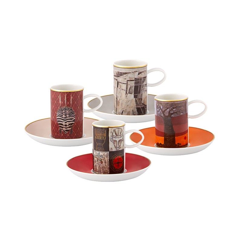Afrika Set 4 Coffee Cups And Saucers Vista Alegre