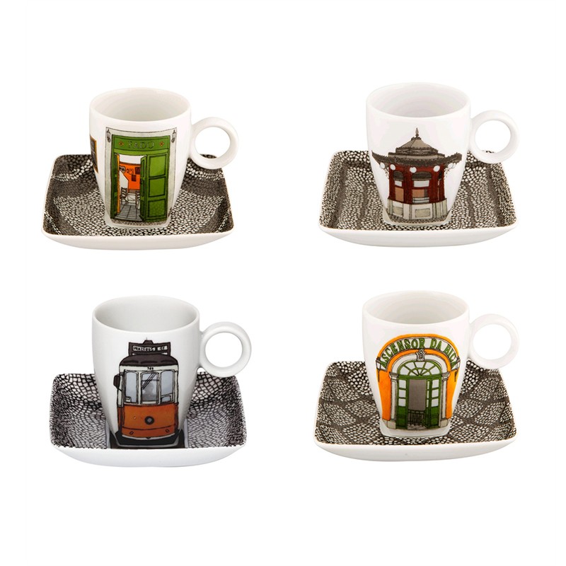 Alma De Lisboa Set 4 Cups & Saucers With Gift Box Vista Alegre