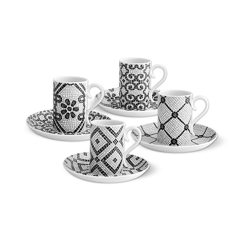 Calcada Portuguesa Set 4 Coffee Cups & Saucers Vista Alegre
