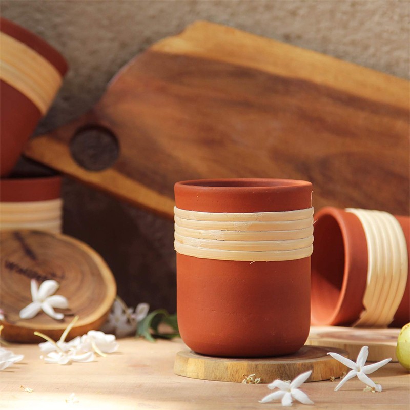 Bhumi - Terracotta Clay Water Tumblers Wallistry