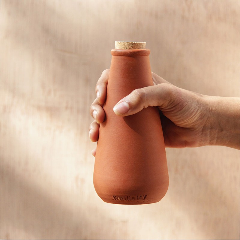 Bhumi - Earthenware Terracotta Clay water Bottle ( 450ml)  - Caneline 