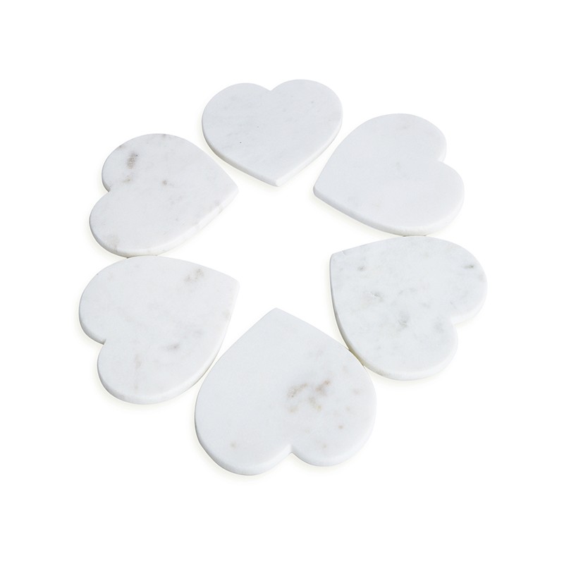 Heart Shape White Coaster Set Of 6 NikkisPride