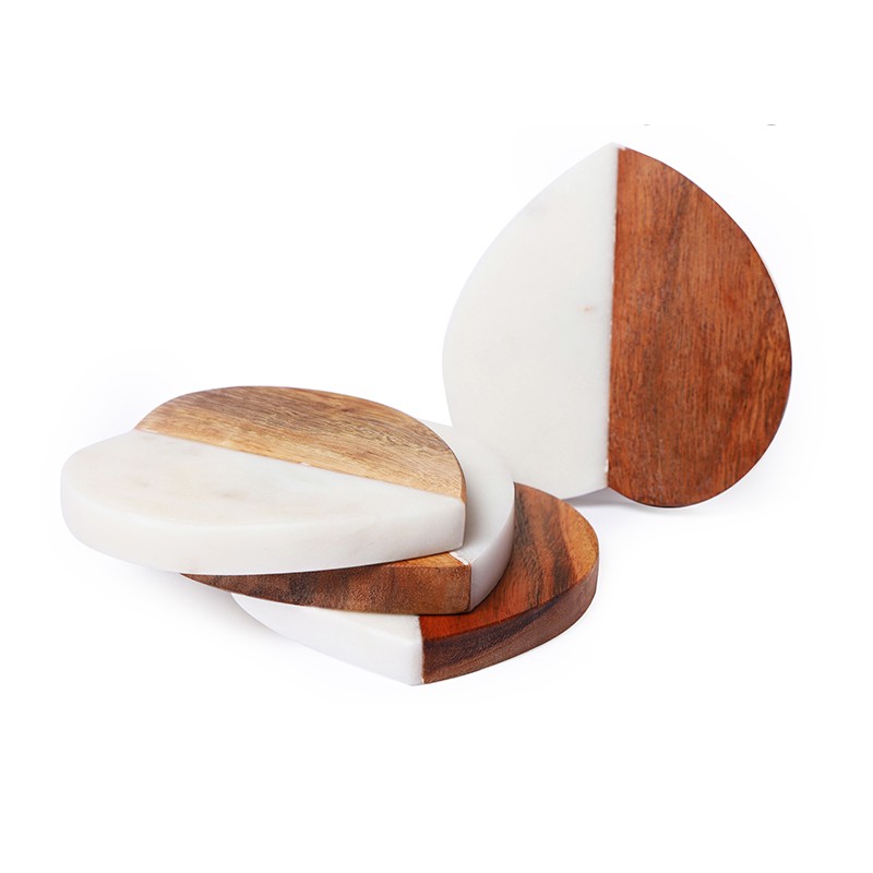 Marble And Wood Heart Shape Coasters NikkisPride