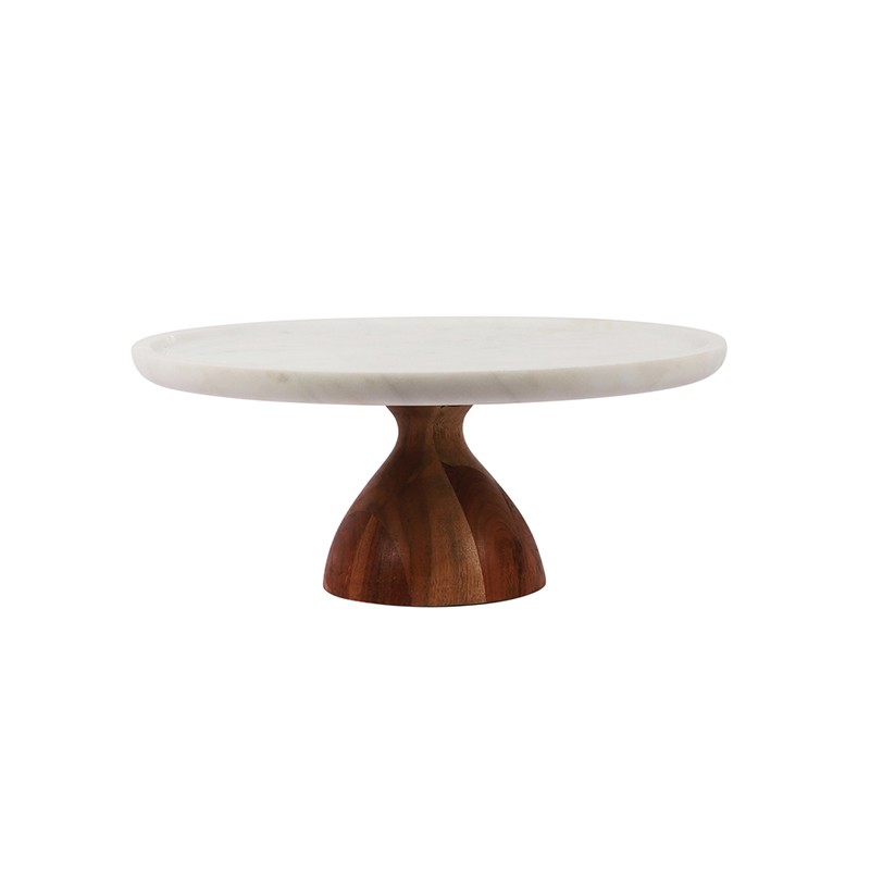 Marble Cake Stand With Wooden Base NikkisPride