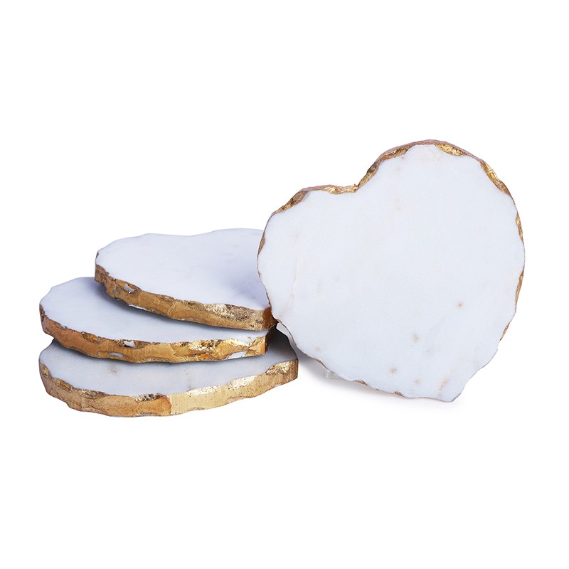 Marble White Gold Foil 4.5 Inch Large Size Coaster NikkisPride