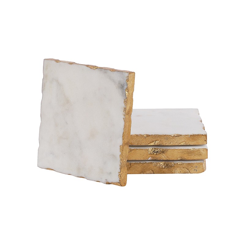 Marble White Gold Foil 4.5 Inch Large Size Coaster NikkisPride
