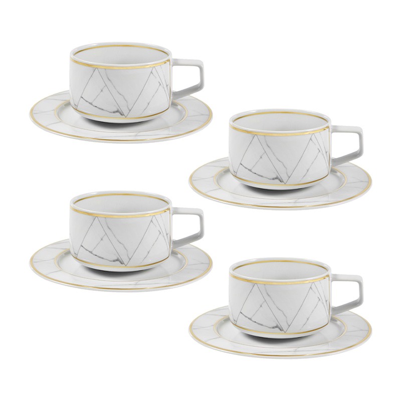 Set of 4 Tea Cup & Saucer Carrara Vista Alegre