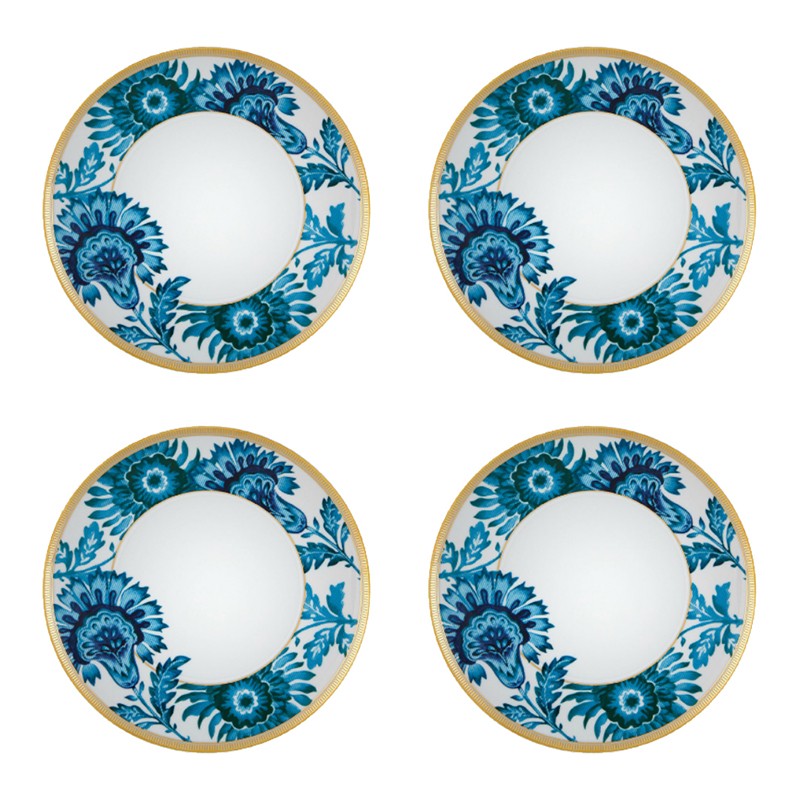 Set of 4 Dessert Plate Gold Exotic Vista Alegre