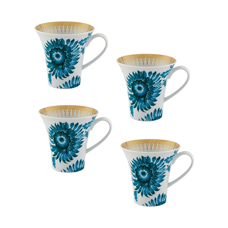 Set Of 4 Mug Gold Exotic Vista Alegre
