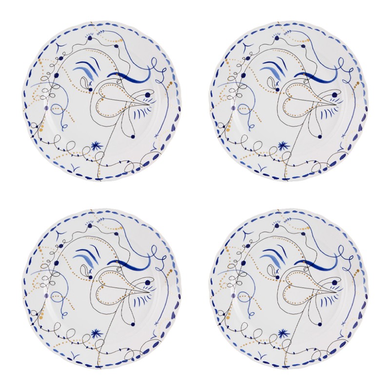 Set of 4 Dinner Plate Chicken Folkifunki Vista Alegre