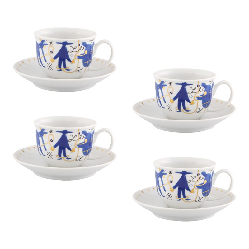 Set of 4 Coffee Cup and Saucer Folkifunki Vista Alegre