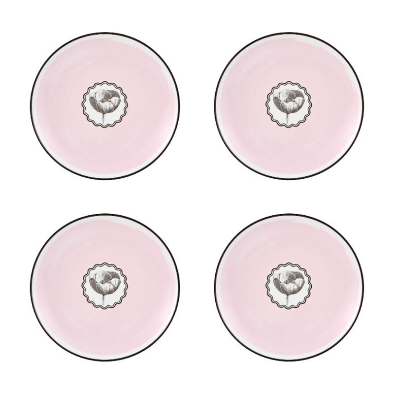 Set of 4 Dessert Plate Pink Herbariae Vista Alegre