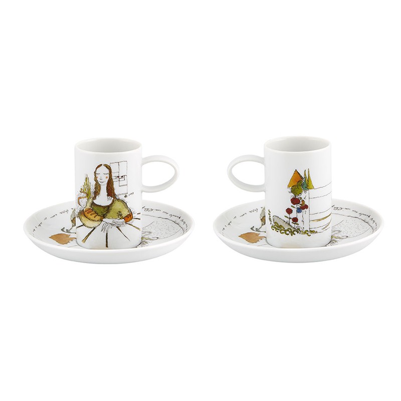 Set 2 Coffee Cups and Saucers DA VINCI Vista Alegre