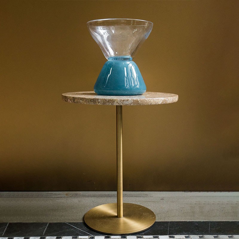Blue Accented Hour Glass Design Vase Lagu