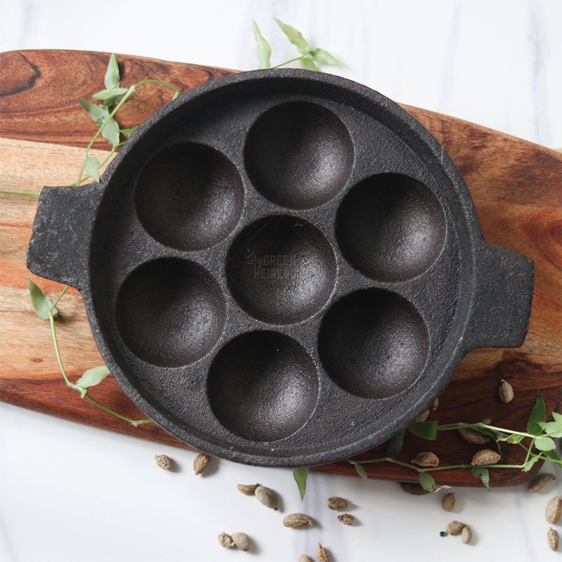 Cast Iron Paniyaram - Unniappam Pan Green Heirloom
