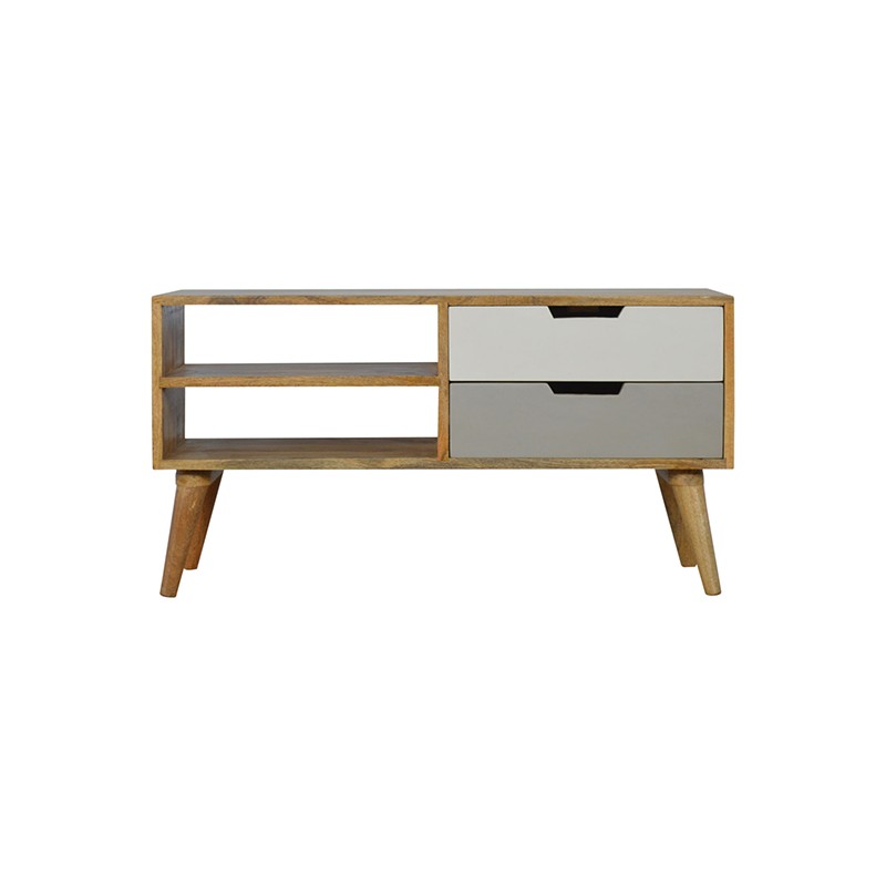 Grey and White Media Unit with 2 Drawers Artisan Furniture