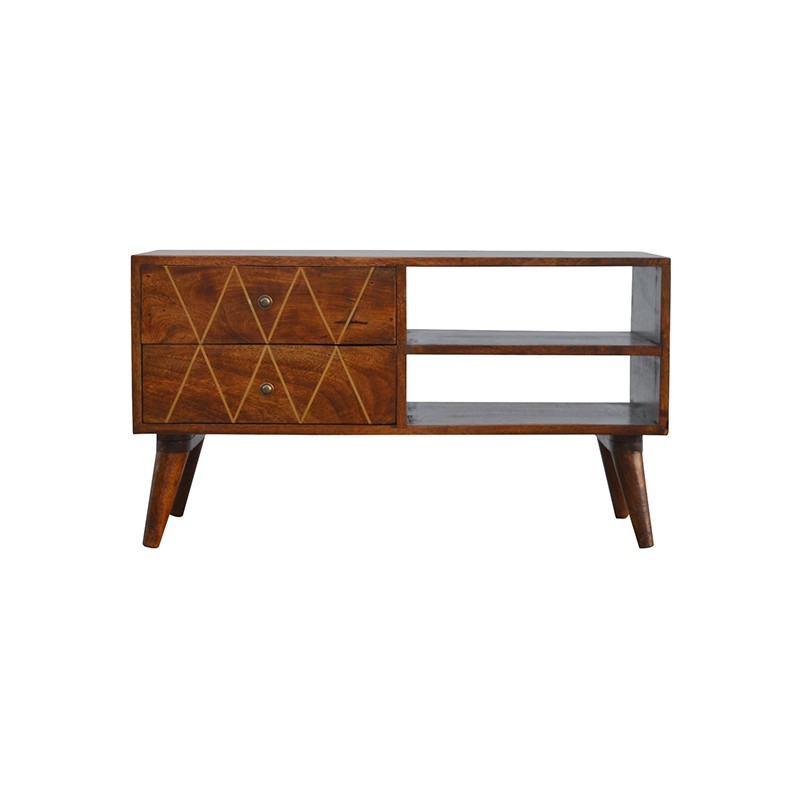 Geometric Brass Inlay Media Unit Artisan Furniture