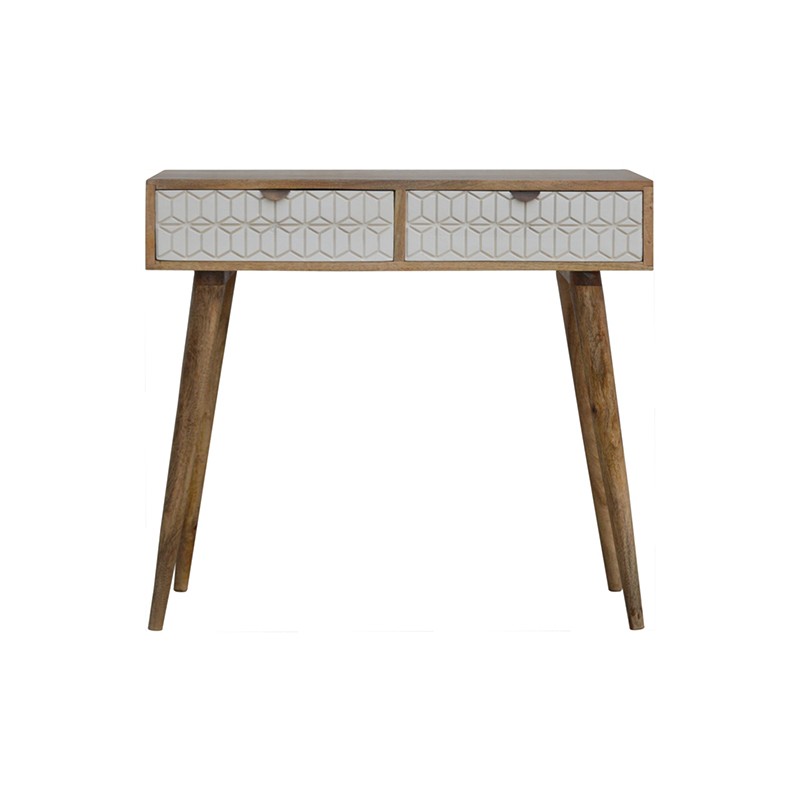Sleek White Carved Console Table Artisan Furniture