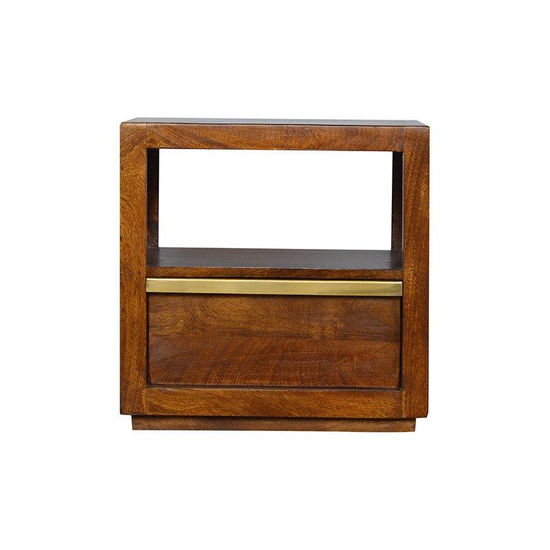 Chestnut Bedside with Gold Bar Artisan Furniture