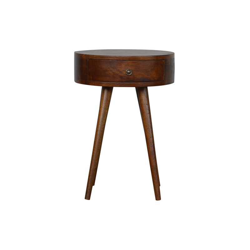 Nordic Chestnut Circular Shaped Bedside Artisan Furniture