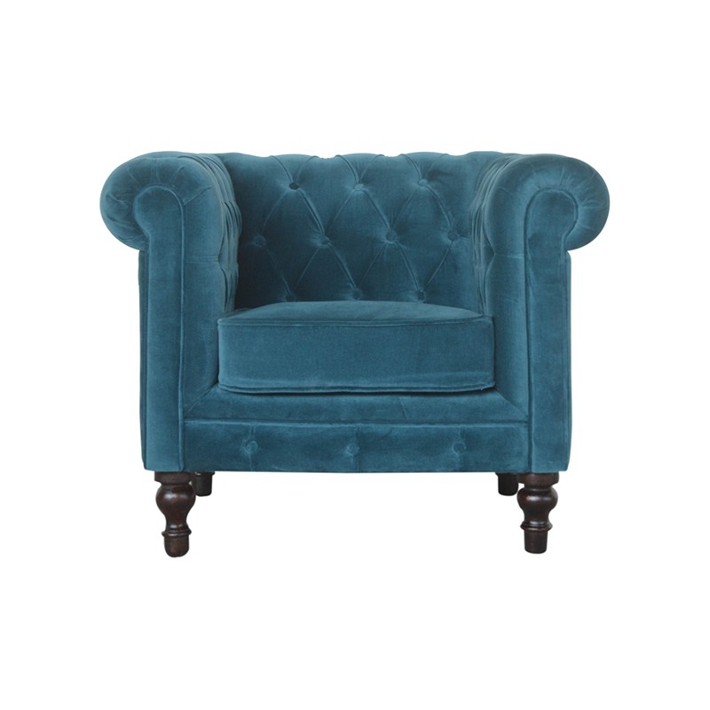 Teal Velvet Chesterfield Armchair  - Artisan Furniture