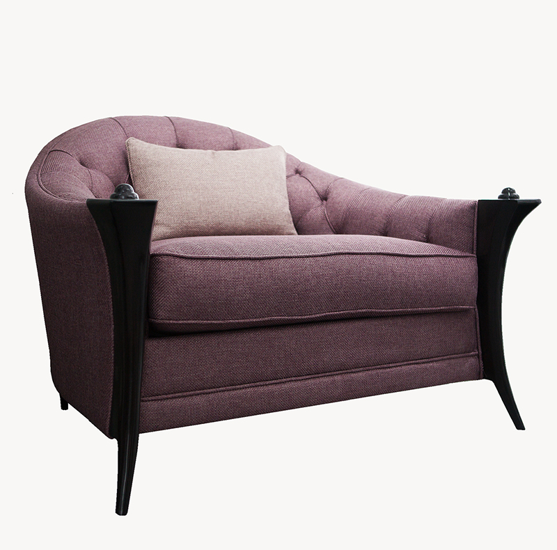 Dark Gloss Finishing Large Modern Armchair, Upholstery Fabric  - Alexander's Collection