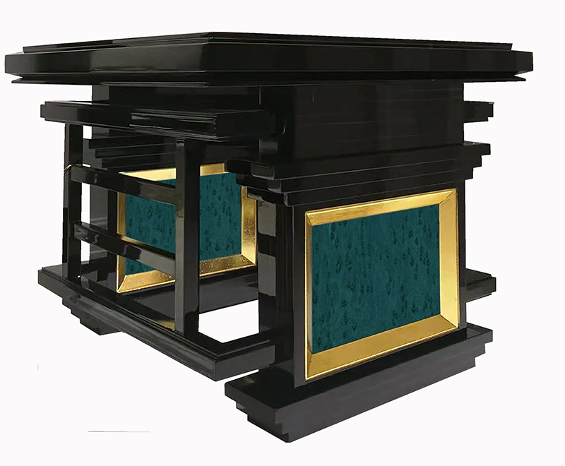 Ornamental Planter Chest in Ebony and Eye Bird Woods, 24K Gold Leaf, Avant-Garde  - Alexander's Collection