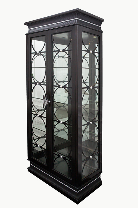 Neoclassical Ebony Wood Vitrine with Italian Custom Made Art Furniture Handles  - Alexander's Collection