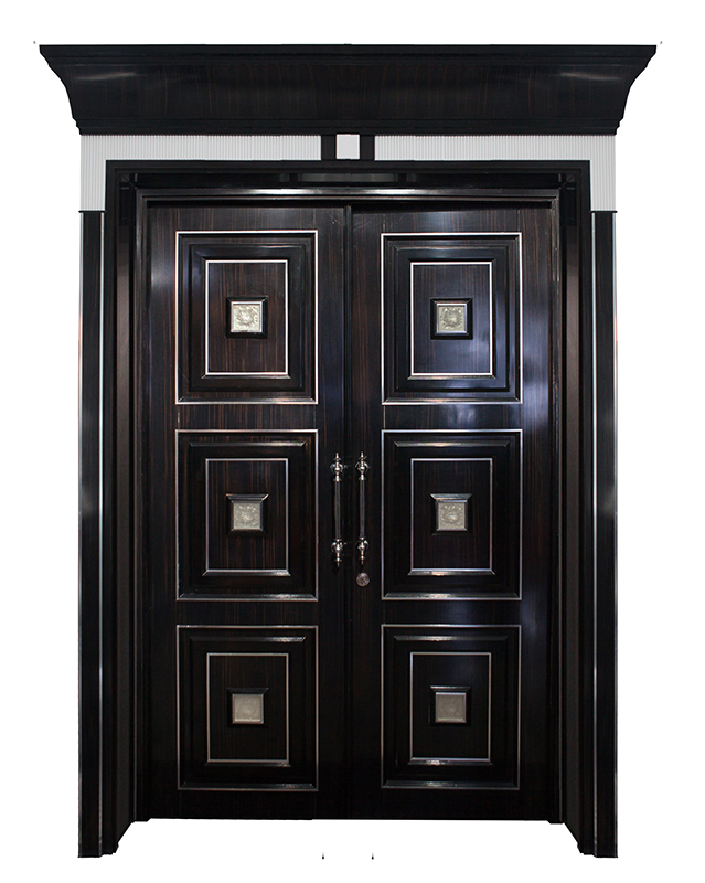 Modern Ebony Double Door with Casting Glass Inlays  - Alexander's Collection
