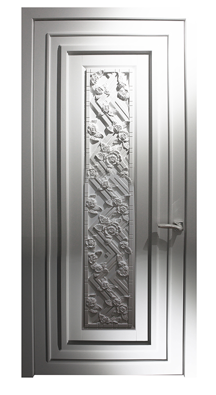 Modern Style Flower Design Carved Wooden Interior Door  - Alexander's Collection
