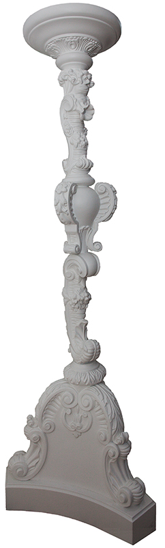 Solid Wood White High Pedestal in Baroque Revival Style  - Alexander's Collection