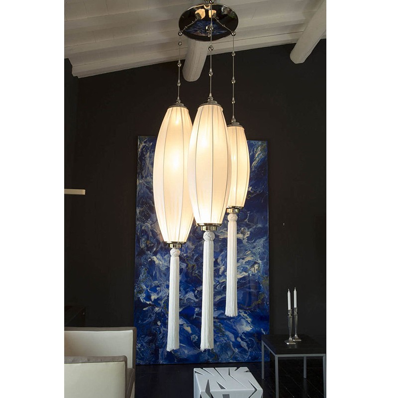 Nickel Suspensions With Three Cylinders In Fabric And Nappe Art 1099 16 00 CIANI ATELIER