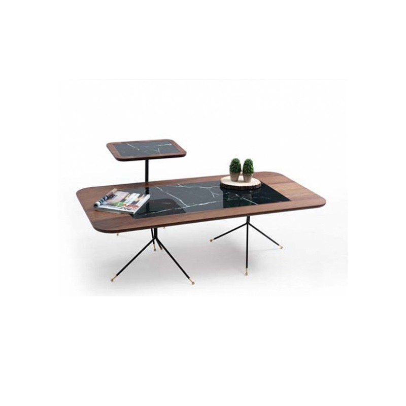 Diamond Medium Walnut Black Coffee Table Ider