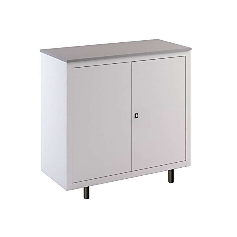 Low Cabinet With Melamine Top And Metal Hinged Doors On Legs Castellani